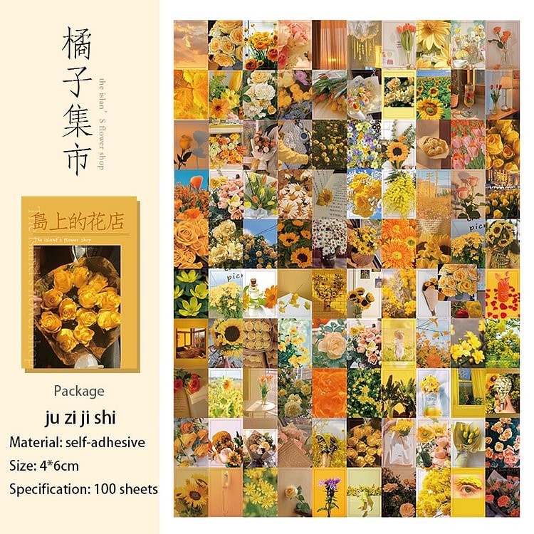 JOURNALSAY 100 Sheets Aesthetic Flower Decorative Stickers Journal Collage Material Scrapbooking