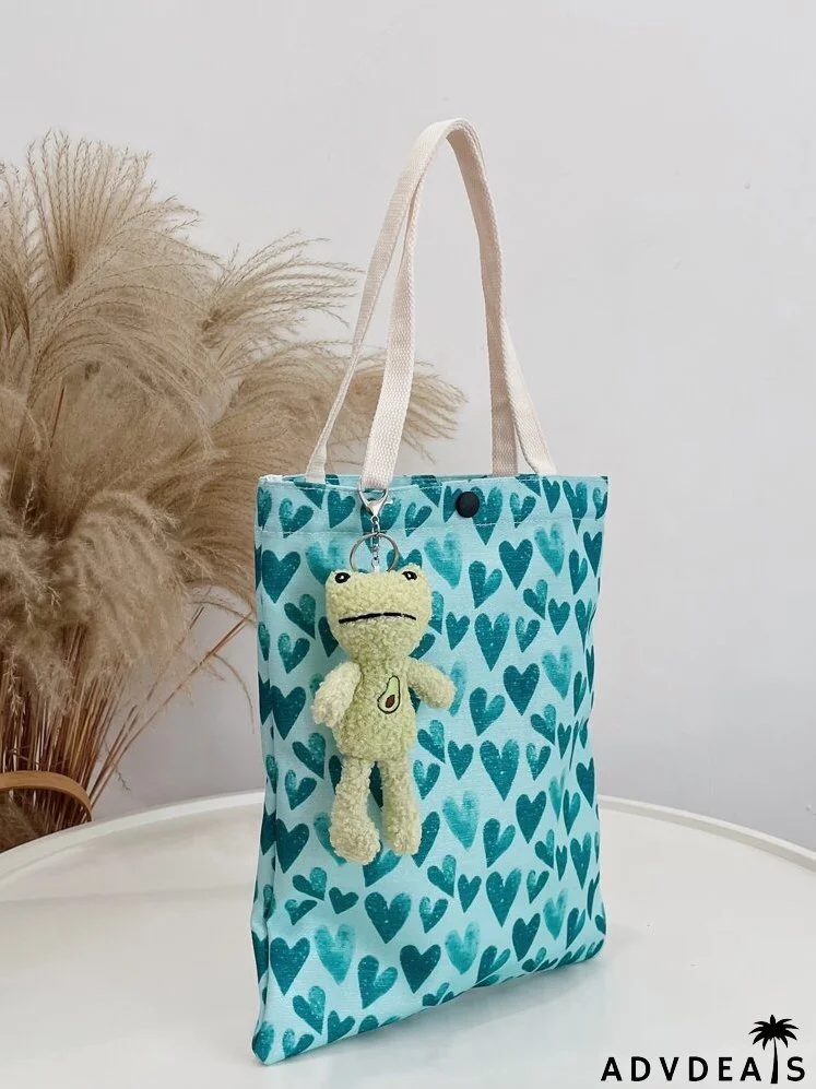 Cartoon Charm Heart Pattern Tote Bag