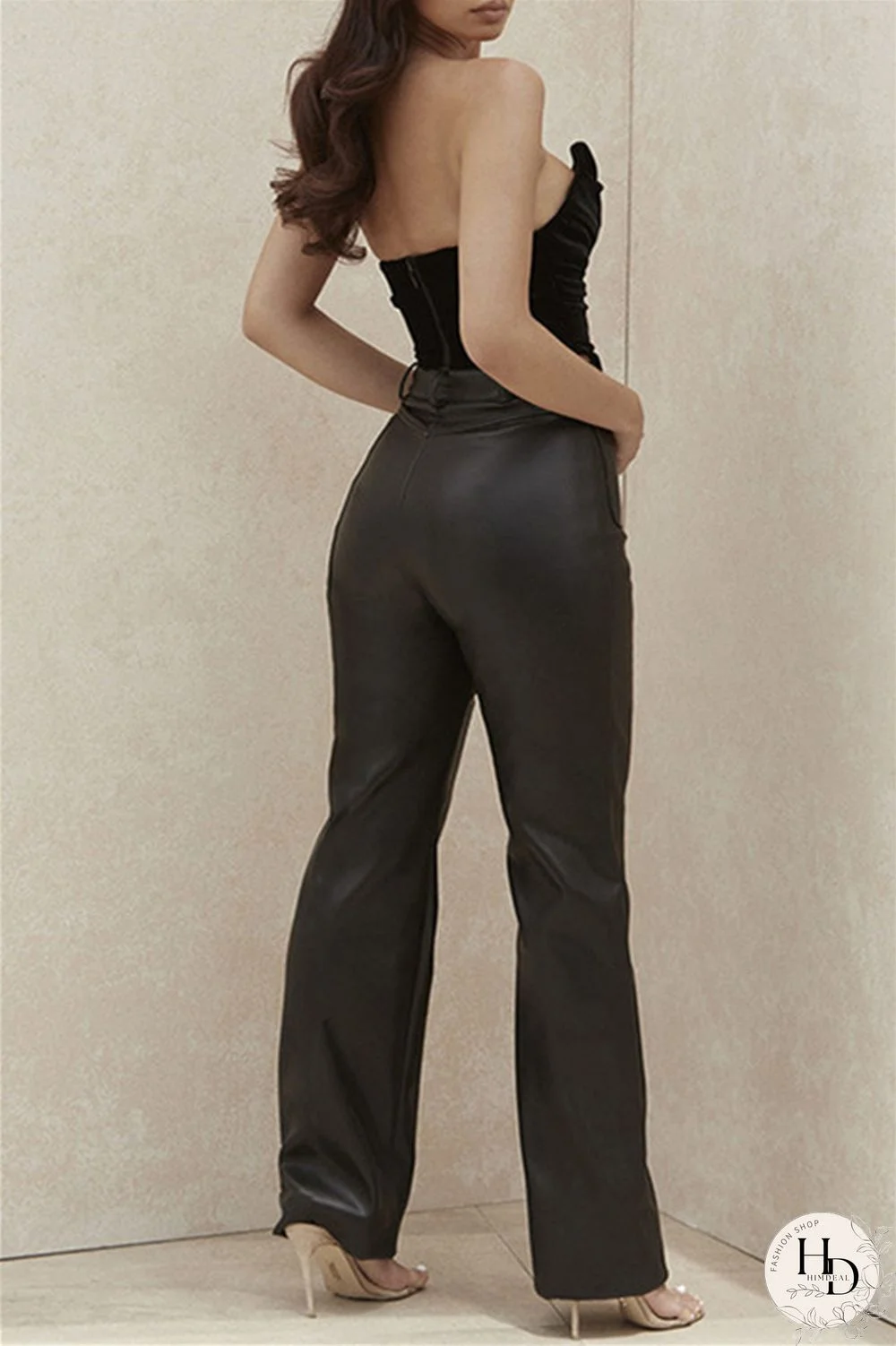 Brown Fashion Casual Solid Split Joint Regular High Waist Trousers