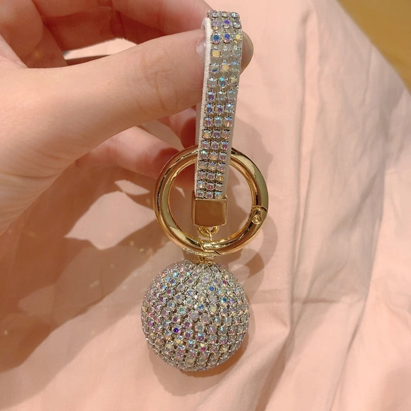 Luxurious Minimalist Classic Style Ball Alloy Rhinestone Women’s Bag Pendant Keychain