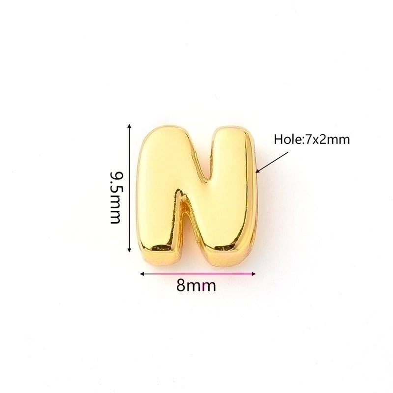 1 Pc/Package 9.5x6mm 9.5×7.5mm 9.5x8mm 7x2mm Copper 18K Gold Plated Letter Bubble Polished Beads