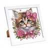 (US Only)18x18cm Cat DIY Special Shape Crystal Partial Diamond Painting w Frame
