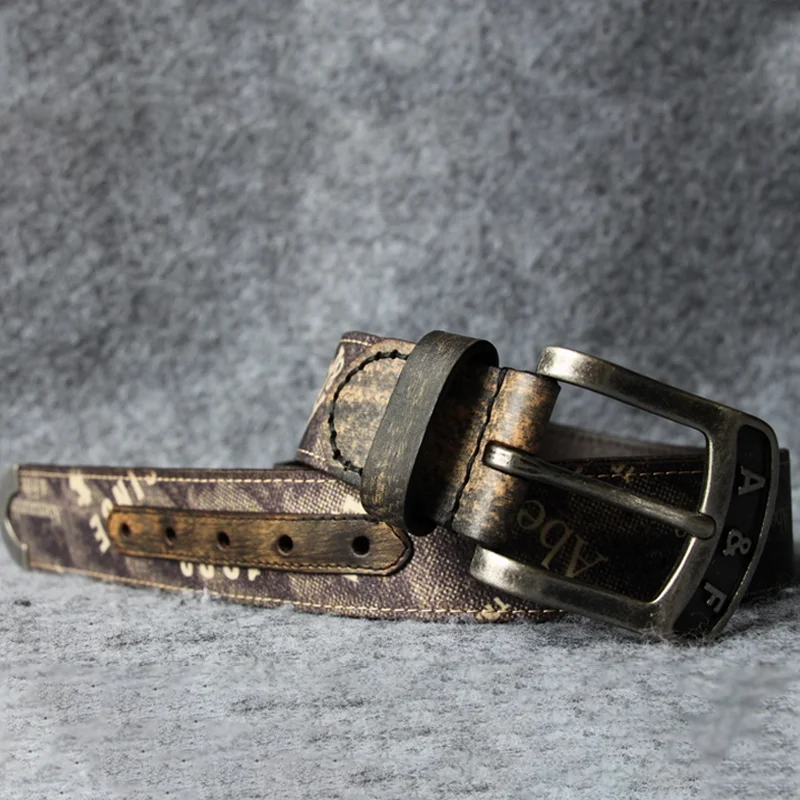 Vintage Washed Texture Fawn Made Old Leather Belt