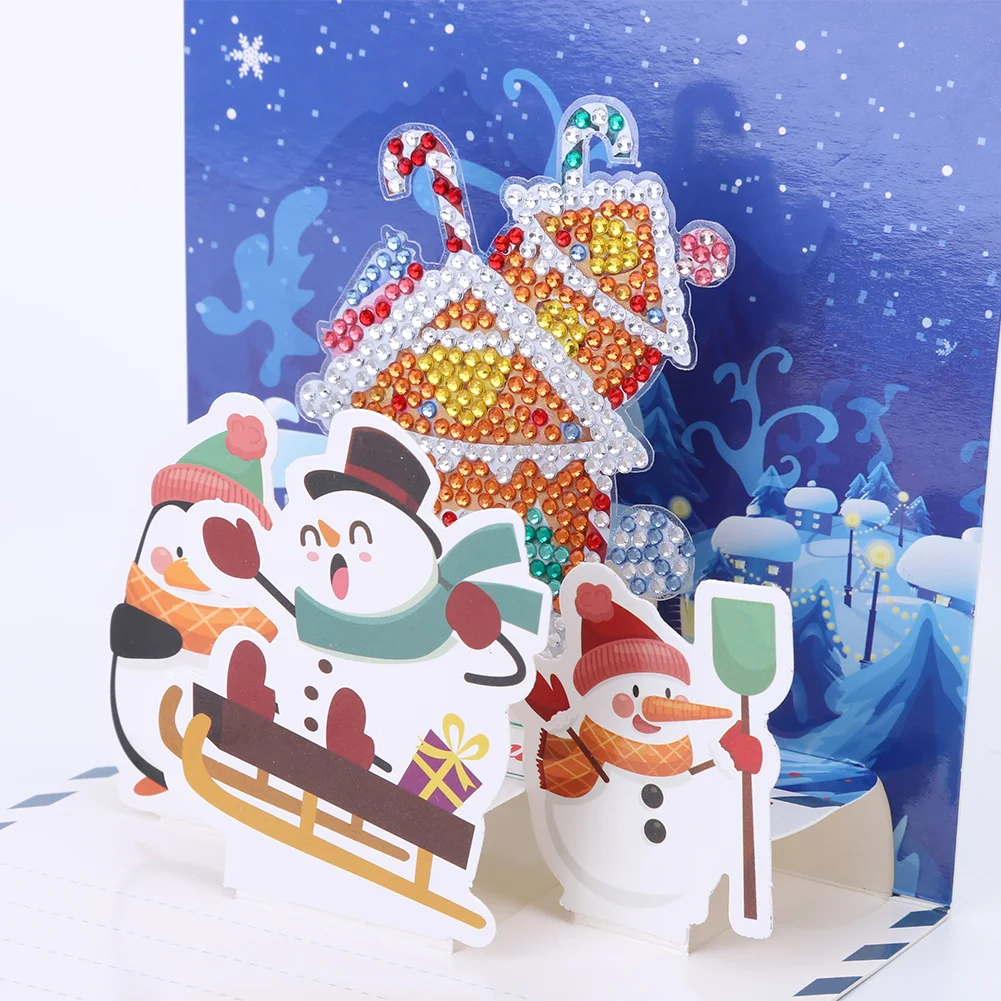 6pcs Diamond Drawing Card Santa Special Shape Gifts for Family Friends and Lover【With White Envelope】