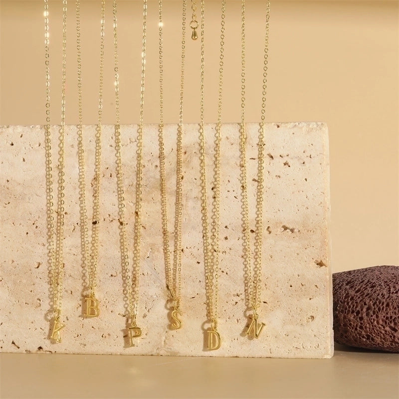Copper 14K Gold Plated Minimalist Letter Copper Pendant Necklace
