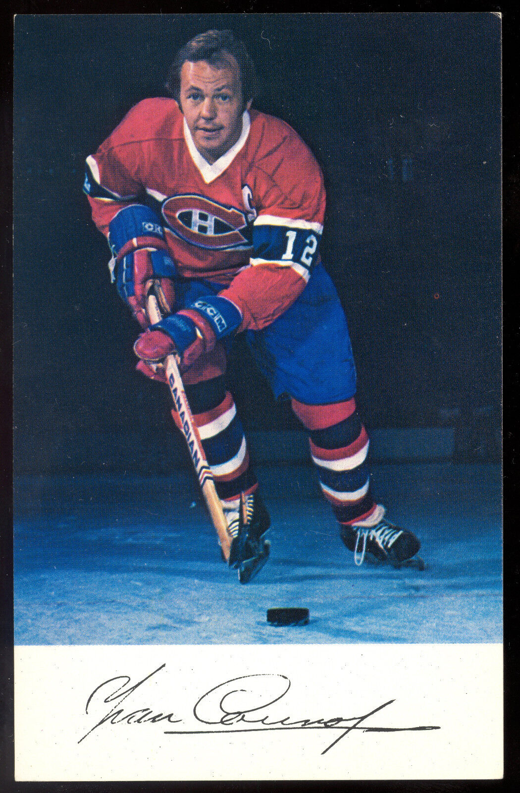 1974-75 Montreal Canadiens Team Issue Yvan Cournoyer NM Photo Poster painting card