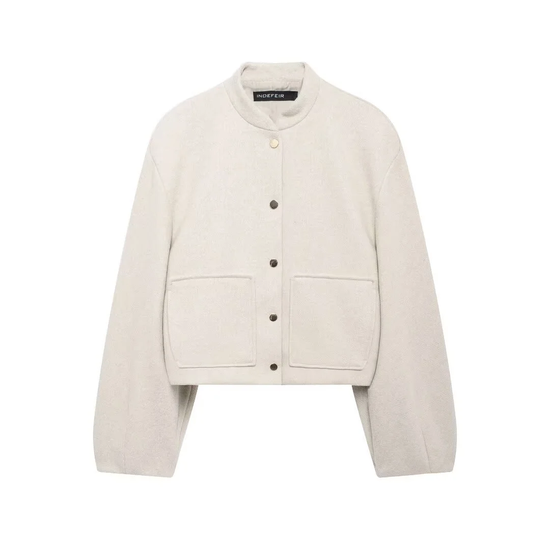 Nigikala Nigikala 2025 Fashion Puplage Short Pilot Jacket Women's D6155863