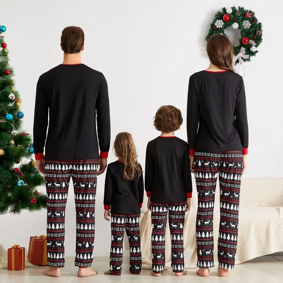 Cute Christmas Hat Print Family Matching Pajamas Set
