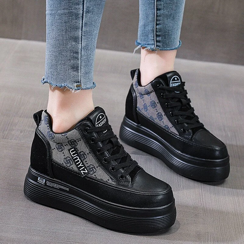Fujin 6.5cm Platform Wedge Women Casual Shoes Hidden Heel Chunky Sneakers Dad Shoes Za Fashion Sneakers Spring Autumn