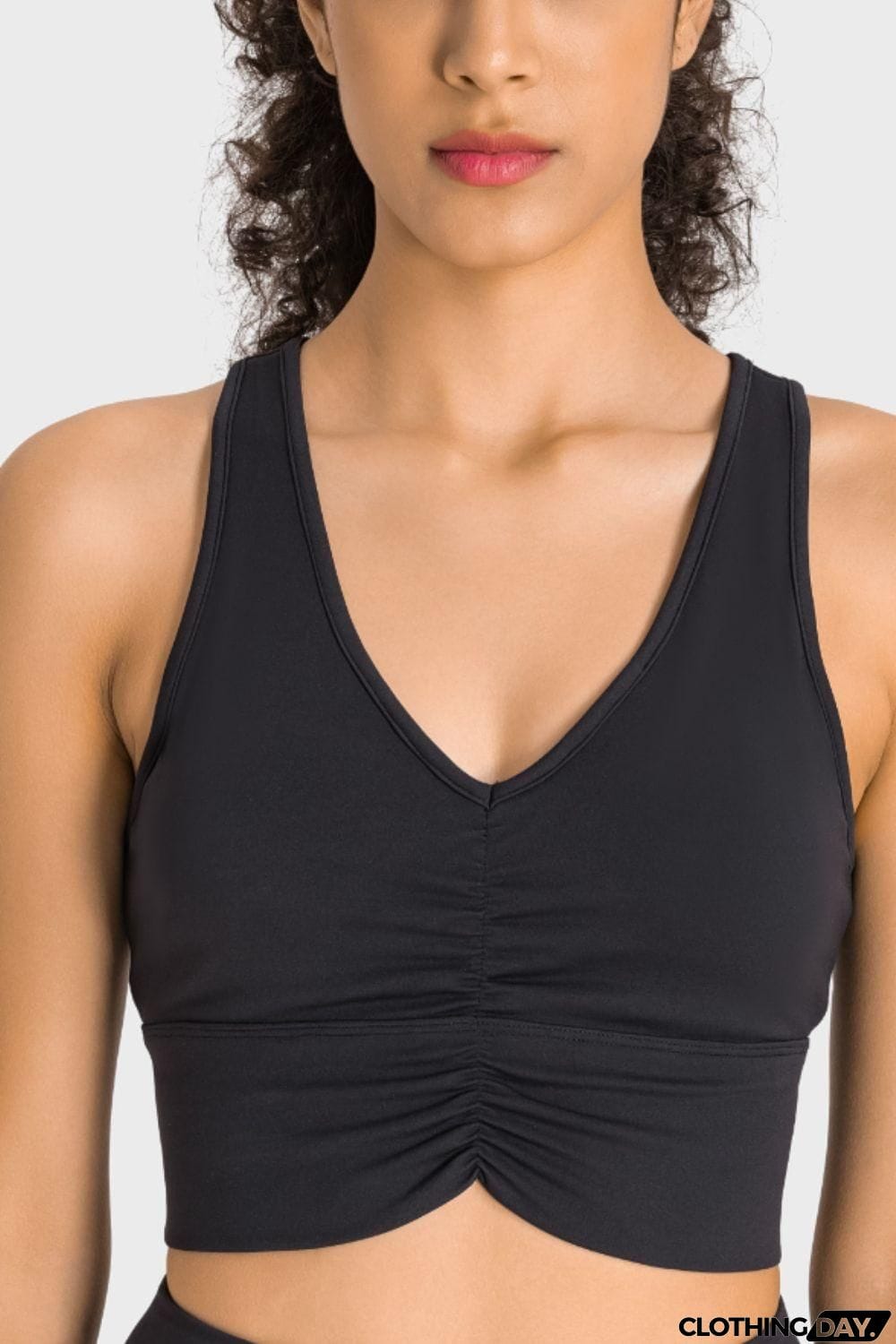 Gathered Detail Halter Neck Sports Bra