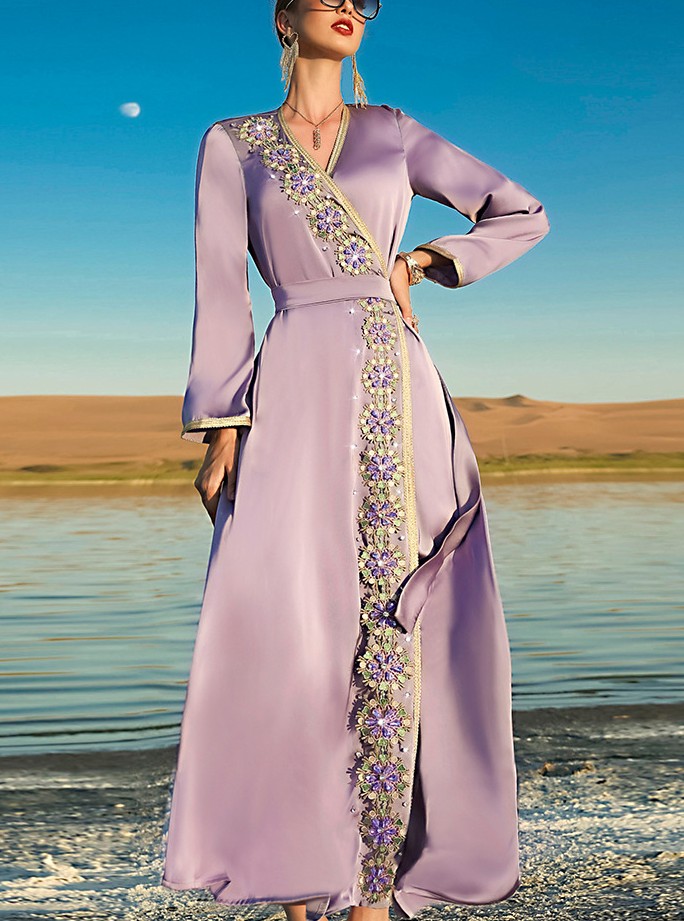 Women's Floral Sewn Diamond Elegant Dress | Oxredo Shop Ramadan Sale