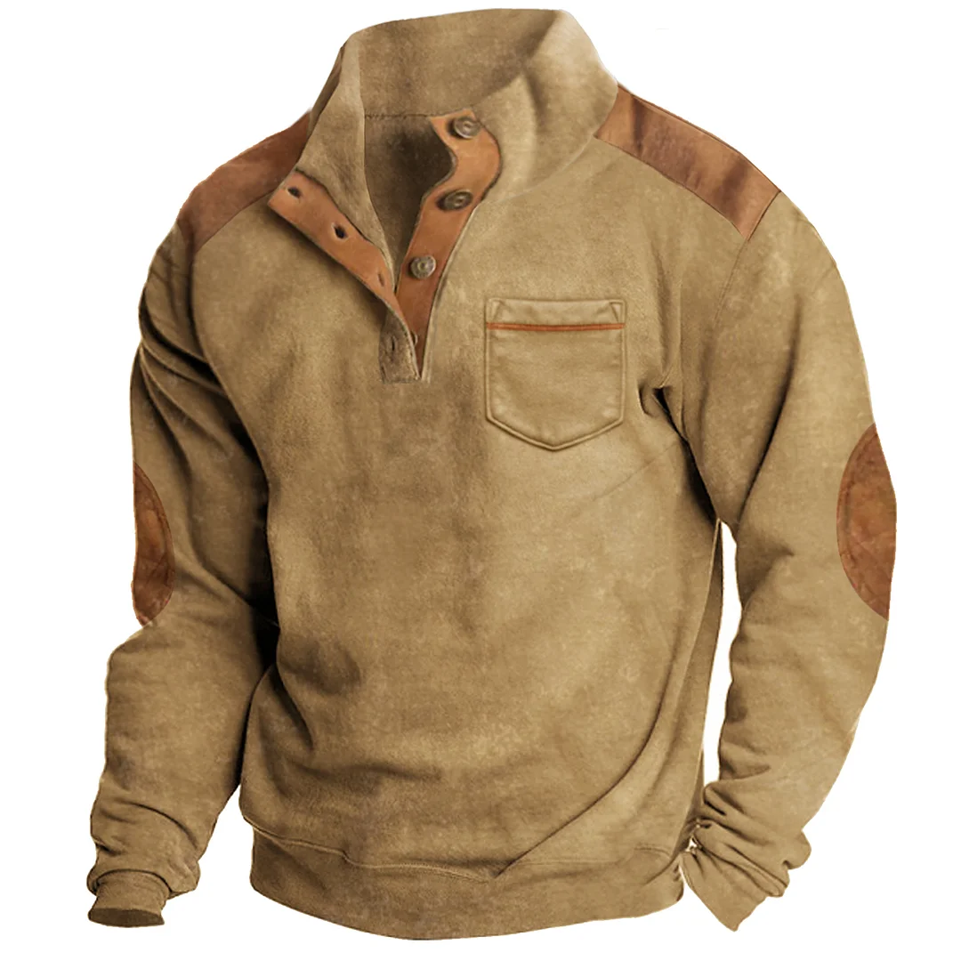 Men's Outdoor Retro Stand Collar Sweatshirt