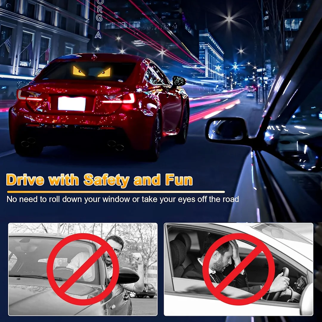 PIFOOG LED Devil Eyes Light for Car Window Demon Evil Eye Sign Lights Cars Back Windshield USB Road Rage Light up Flicker Signal Lighting Cool Fun Stuff Accessories Amber Yellow