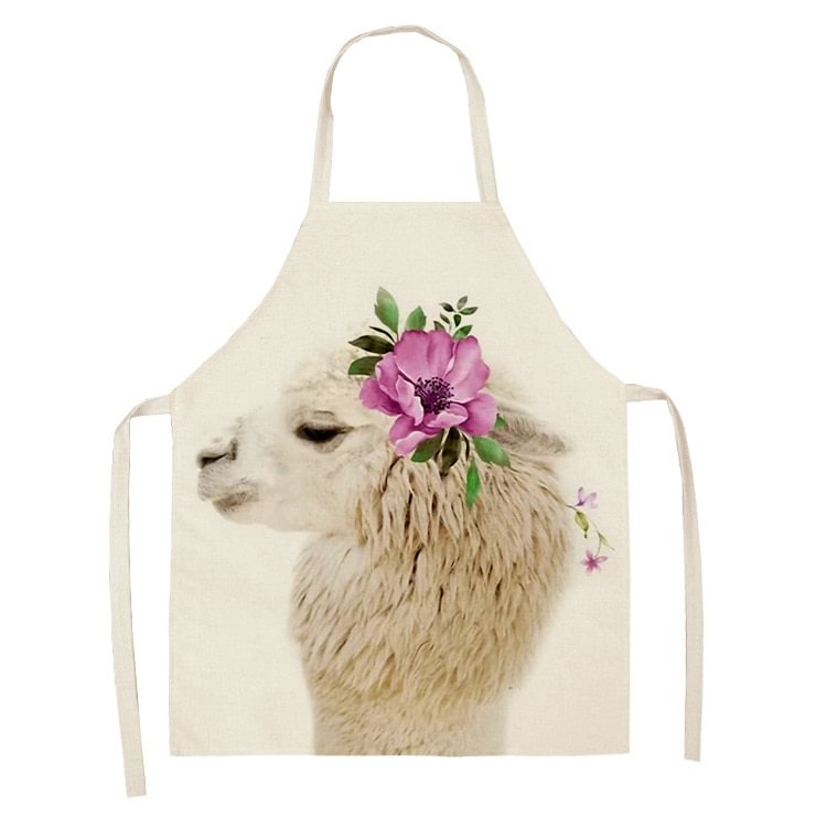 Linen Kitchen Apron - Flower animal letclo 