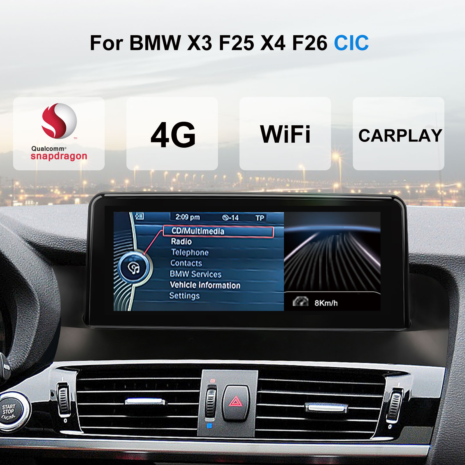 Koason Android Screen Upgrade Apple CarPlay Android Auto GPS Navigation Car  Multimedia Player for BMW X3 F25 X4 F26