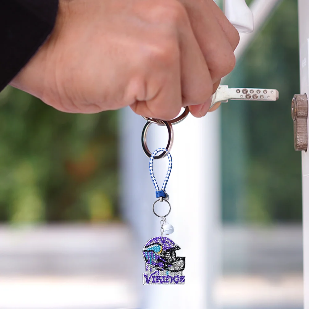 Minnesota Vikings DIY Diamond Art Keychains Craft Rugby Team Badge Hanging Ornament(Double Sided)