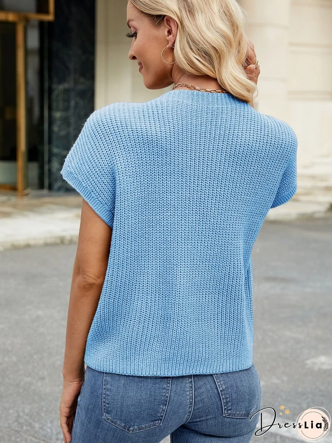 Round Neck Short Sleeve Sweater