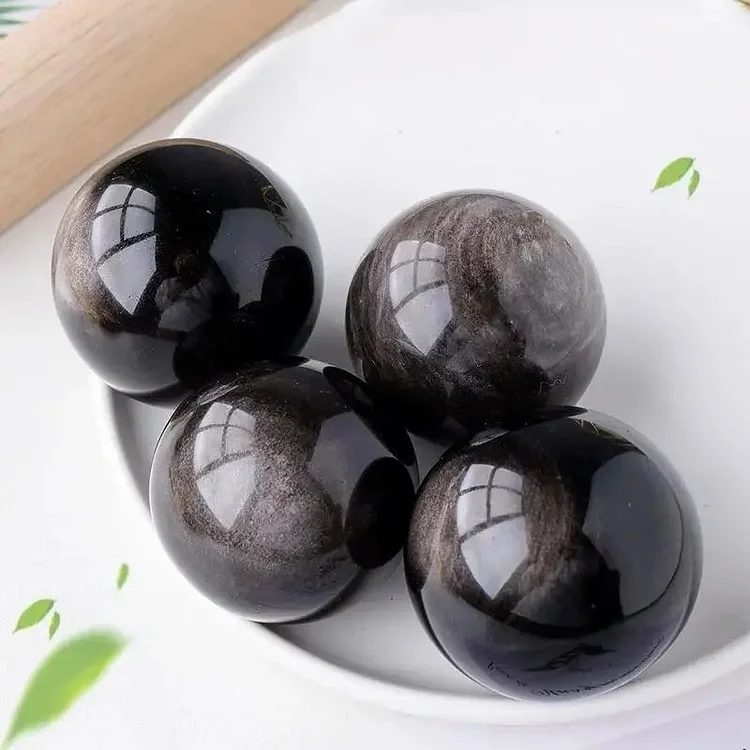 Rare Silver Sheen Obsidian Sphere AAA | Meditation & Root Chakra