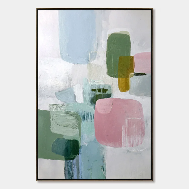 MORNING BLUSH: Soft Pastel Abstract Wall Art（Canvas painting）