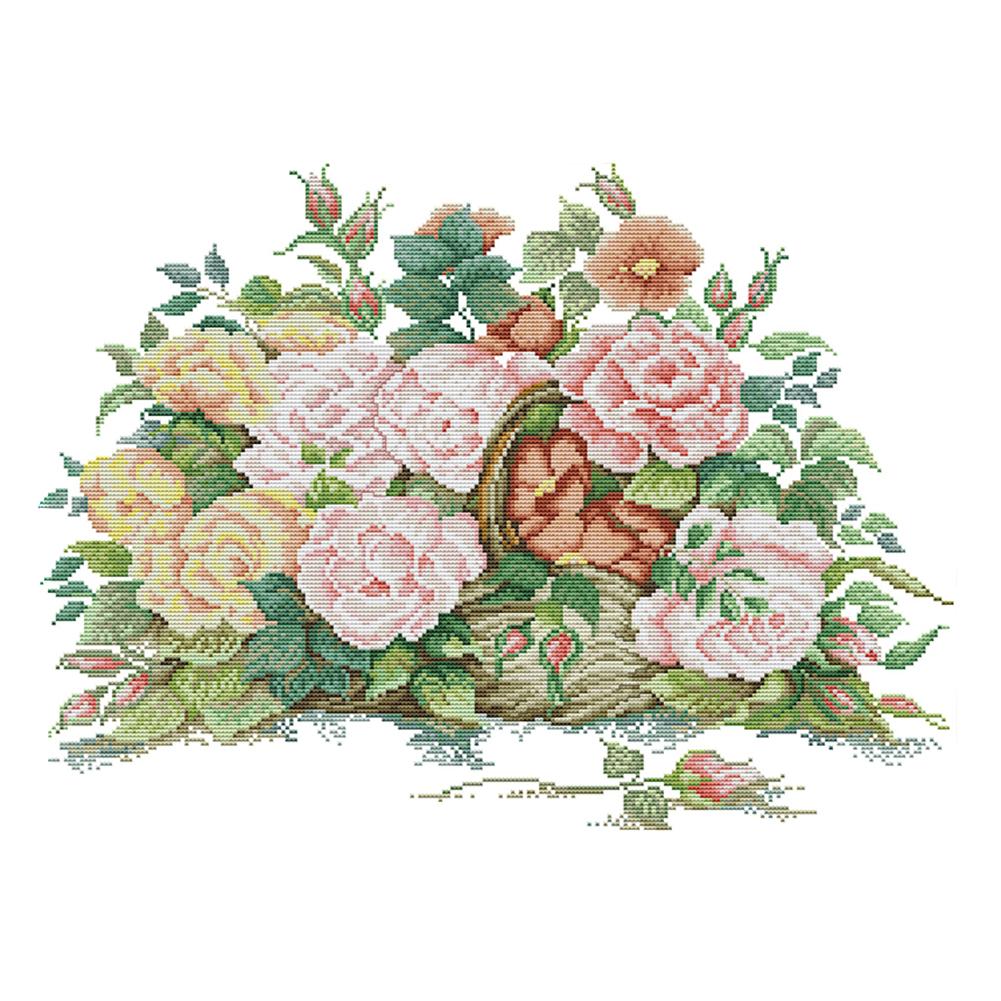 

Rose Basket - 14CT Stamped Cross Stitch - 50*38cm, 501 Original