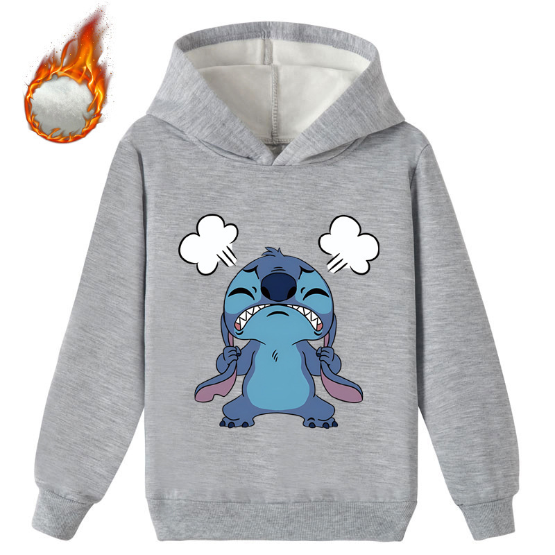 Mayoulove Stitch Fleece Hoodie - Soft and Warm Children's Sweatshirt for Disney Fans of All Ages-Mayoulove