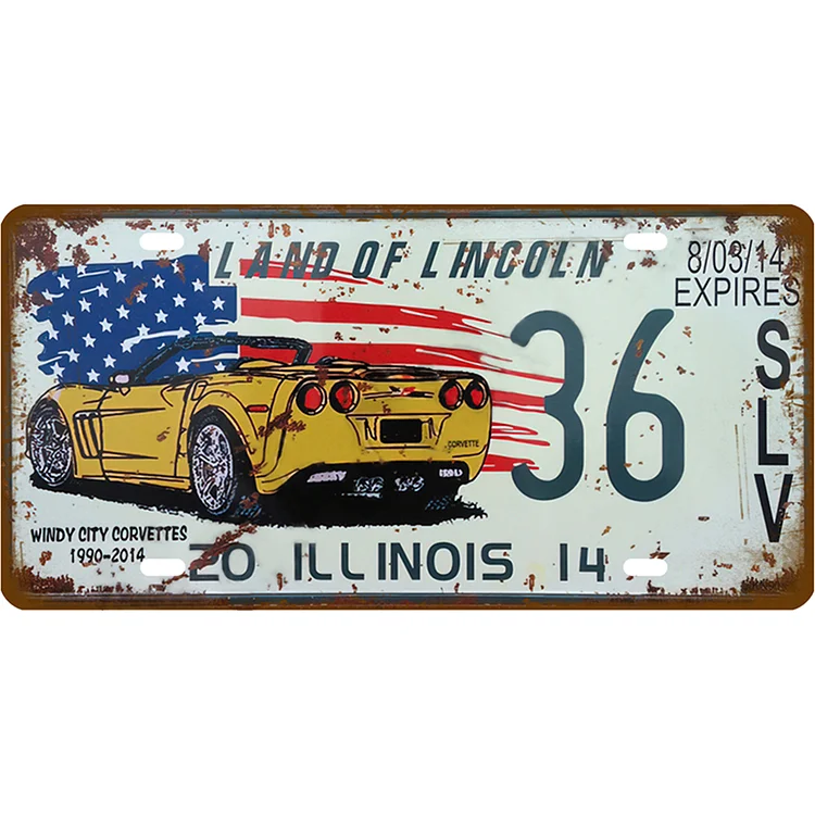 Permis de voiture Land of Lincoln - enseigne en étain vintage - 5.9x11.8inch