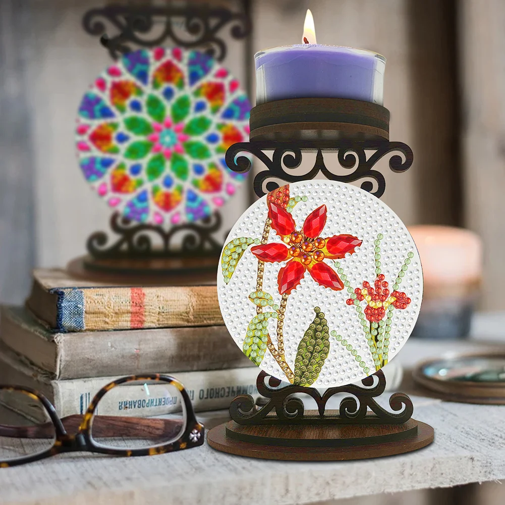 DIY Flower Diamond Painting Candle Holder Ornaments Aromatherapy Candle Holder
