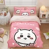 Chiikawa 夏季冰絲涼感四件套｜可愛卡通床組｜單人宿舍涼被床單組合