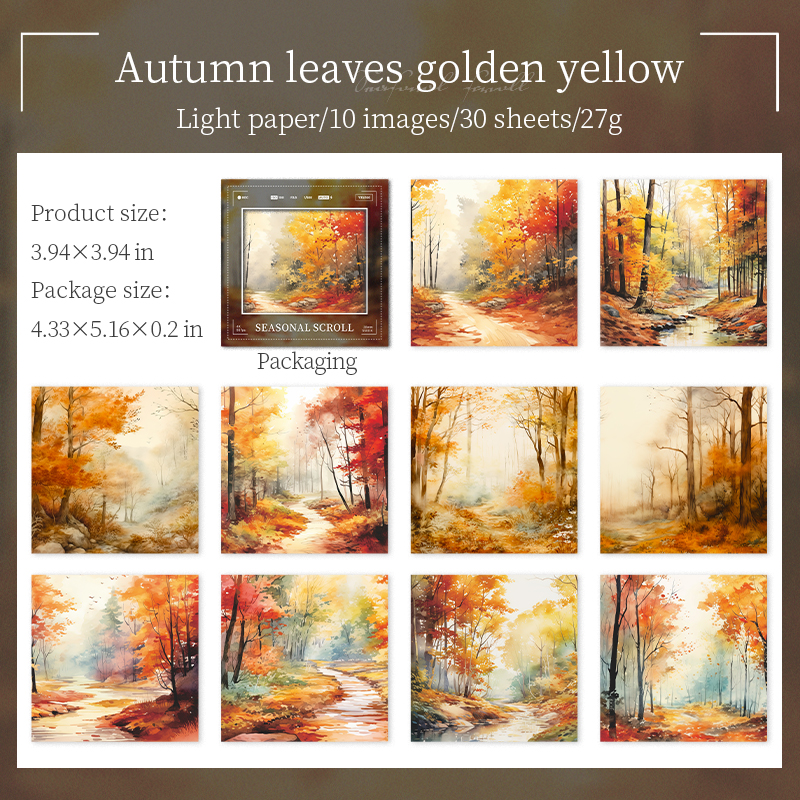 Journalsay 30 Sheets Seasonal Scroll Series Vintage Plant Landscaping Material Paper 