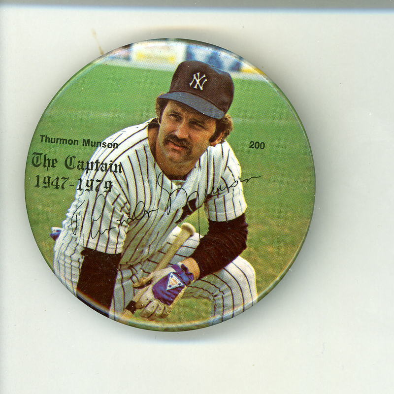 Thurman Munson Memorial Photo Poster painting Button The Captain 1947 - 1979 New York Yankees