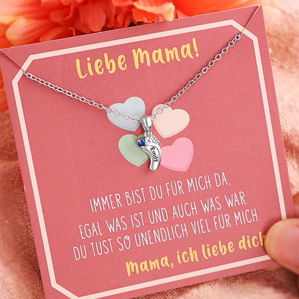 Personalisierte Baby Füße 1 Geburtsstein Halskette