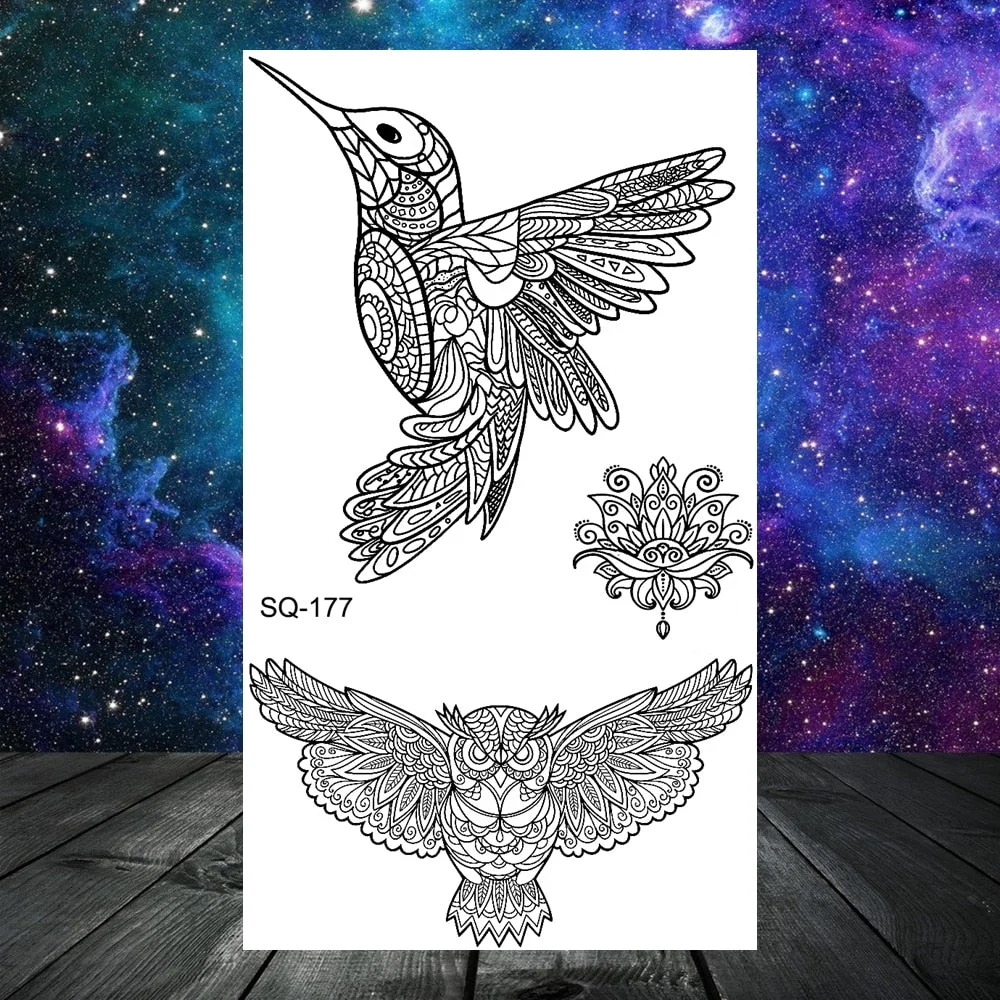 Thorns Wolf Dragon Scorpion Temporary Tattoos For Adult Men Boy Skull Tiger Lion Compass Fake Tattoo Neck Arm Hands Small Tatoos