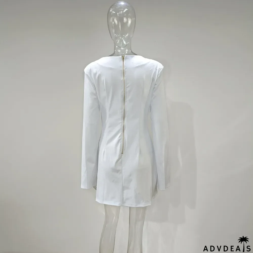 Plus Size Sexy Long Sleeve Hollow Out Mini Dress