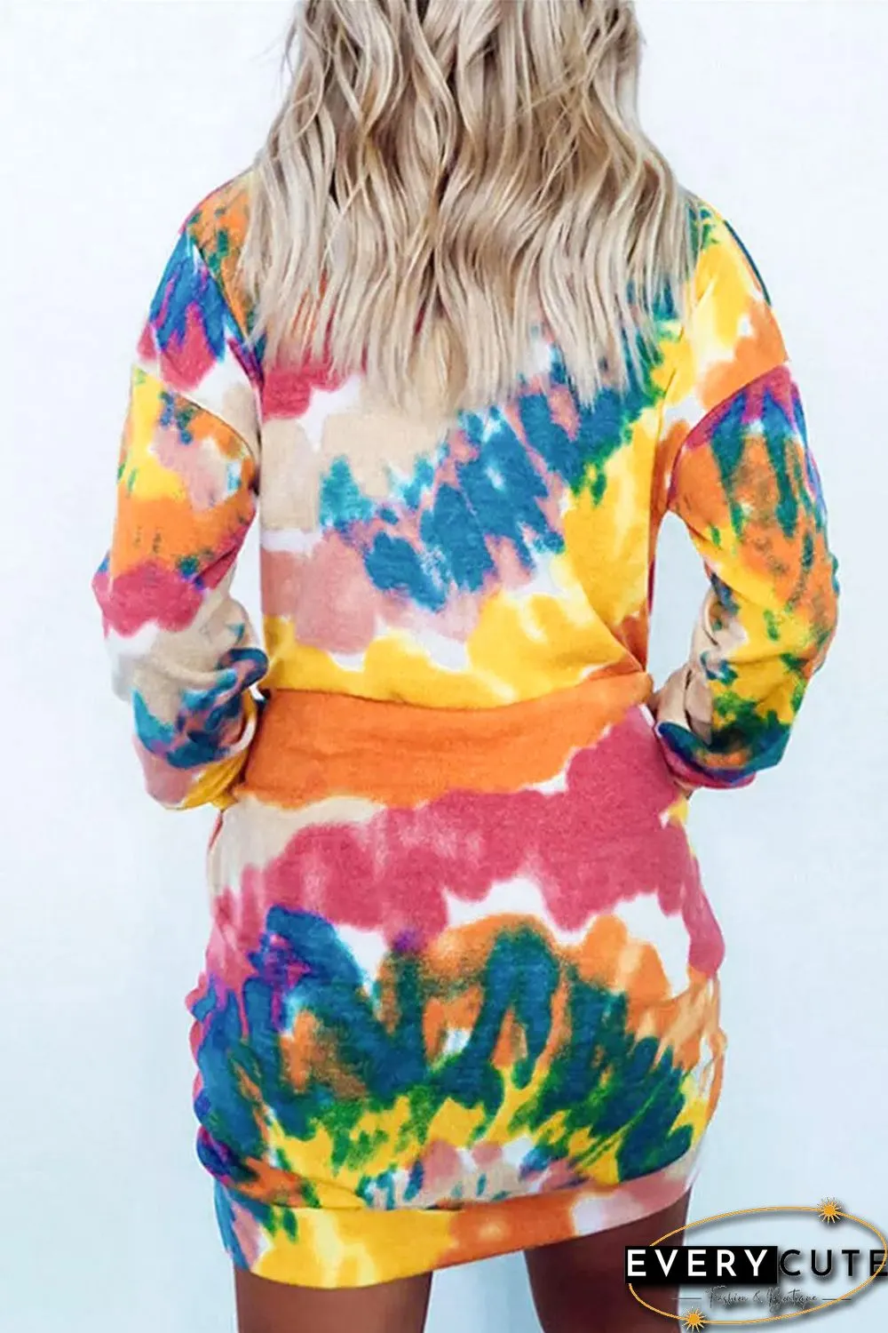 Multicolor Tie Dye Pocketed T Shirt Mini Dress
