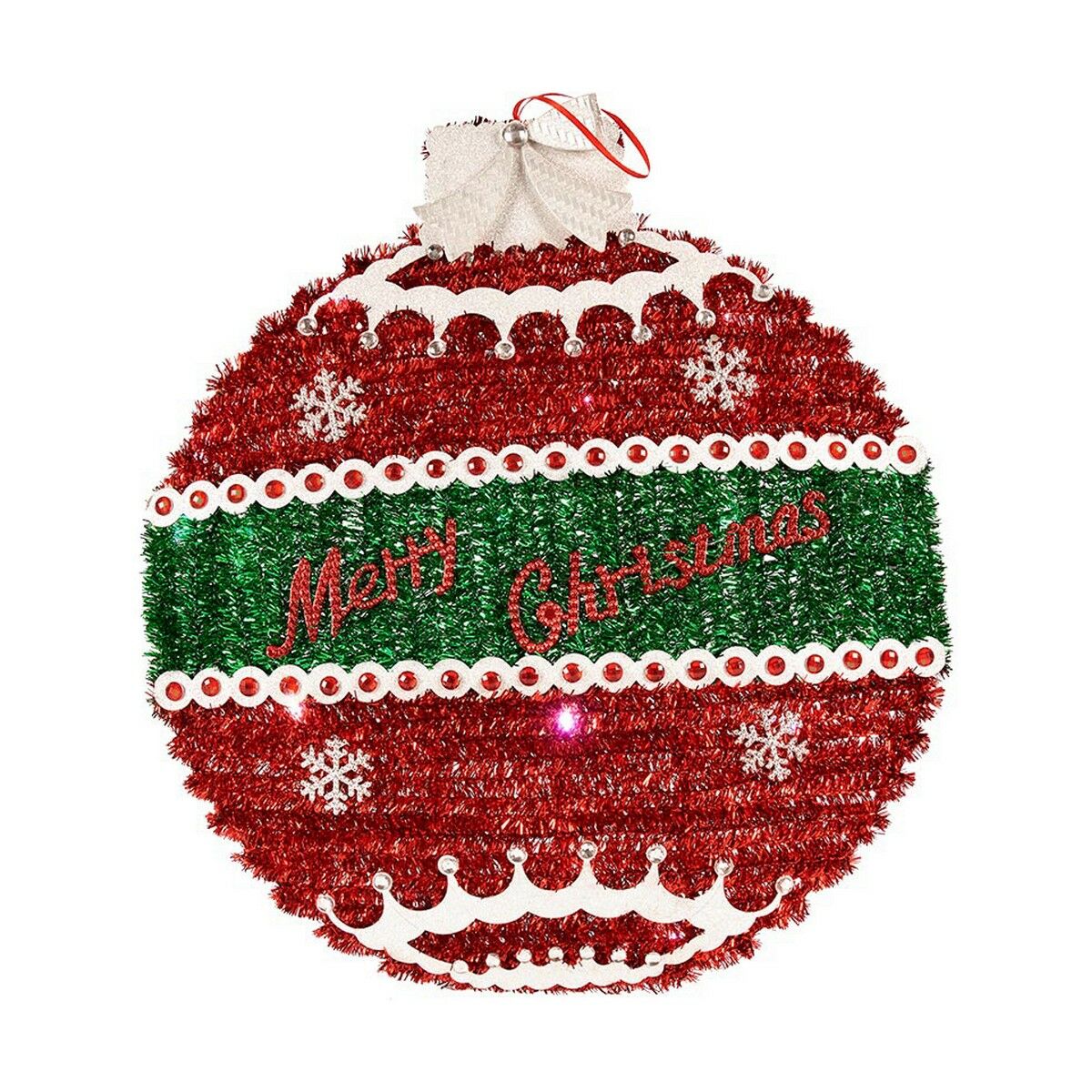 Christmas Bauble Krist+ White Red Silver polypropylene PET Plastic LED Light