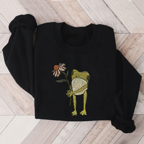  Flower Frog Printed Sweatshirt