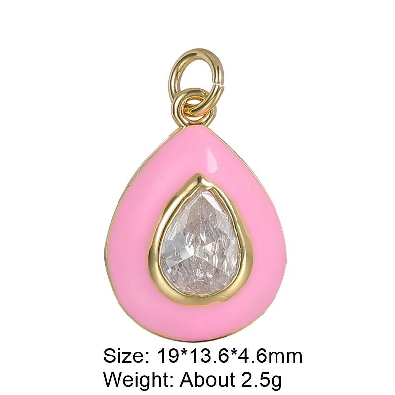 1 Piece 29 * 16mm Copper Artificial Gemstones Heart Shape Jewelry Accessories Pendant Chain