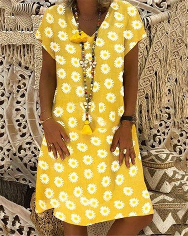 Fashion Daisy Printed Loose Dress - Chicaggo