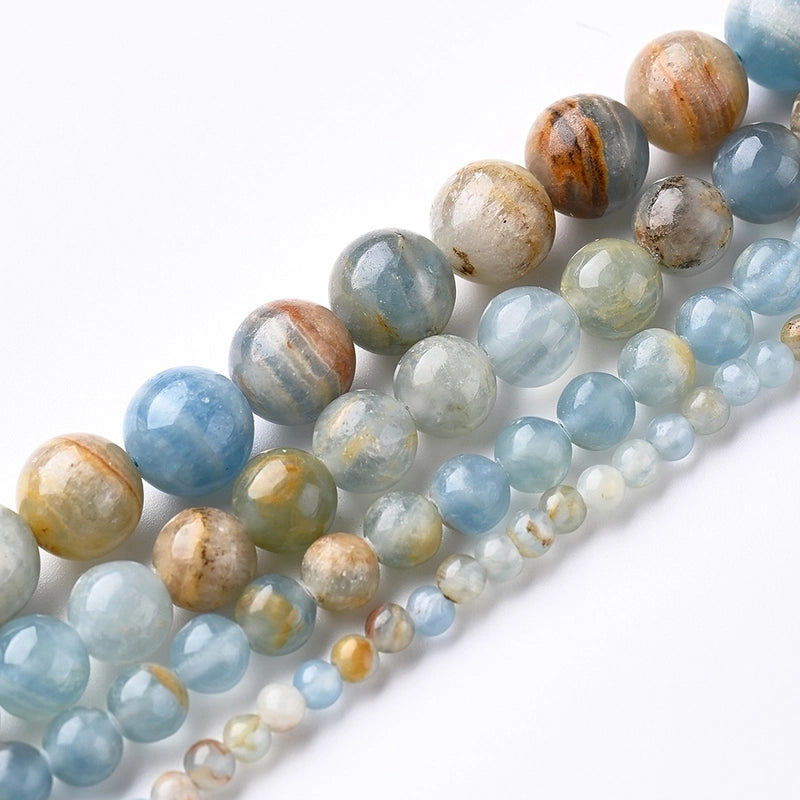 1 Piece 10mm 6mm 8mm Hole Under 1mm Hole 1~1.9mm Natural Stone Calcite Marble Simple Polished Beads