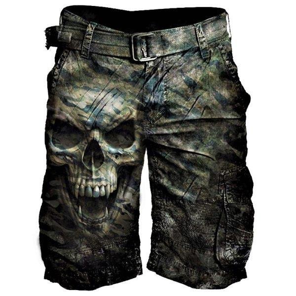 Men's Tactical Cargo Shorts Patterned Skull Print Multiple Pockets Shorts