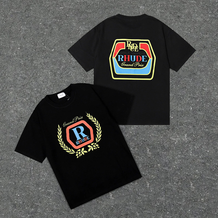 Rhude Colored Letters 100% Cotton Short Sleeve T-Shirt