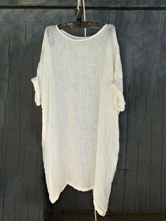 Women's Casual Loose Cotton Linen Dress