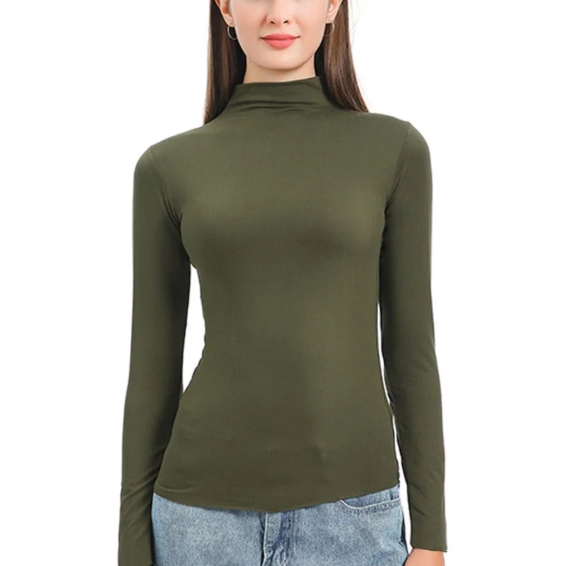 Plus Size Turtleneck Sweater Women Winter Autumn Long Sleeve Elasticity Bottoming Tops Solid Color Slim Fit Warm Knit Pullovers
