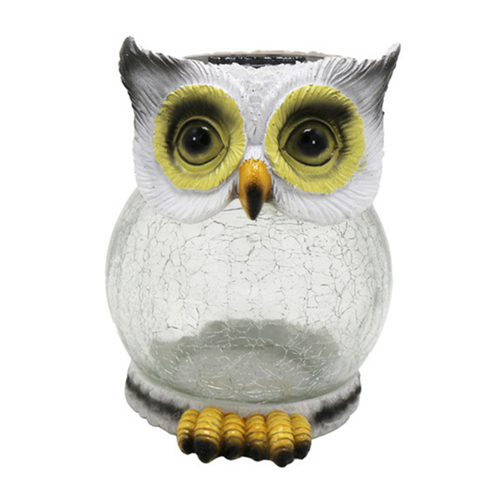 

LED Solar Light Simulation Owl Lantern Lamp Yard Garden Decor (White S), 501 Original