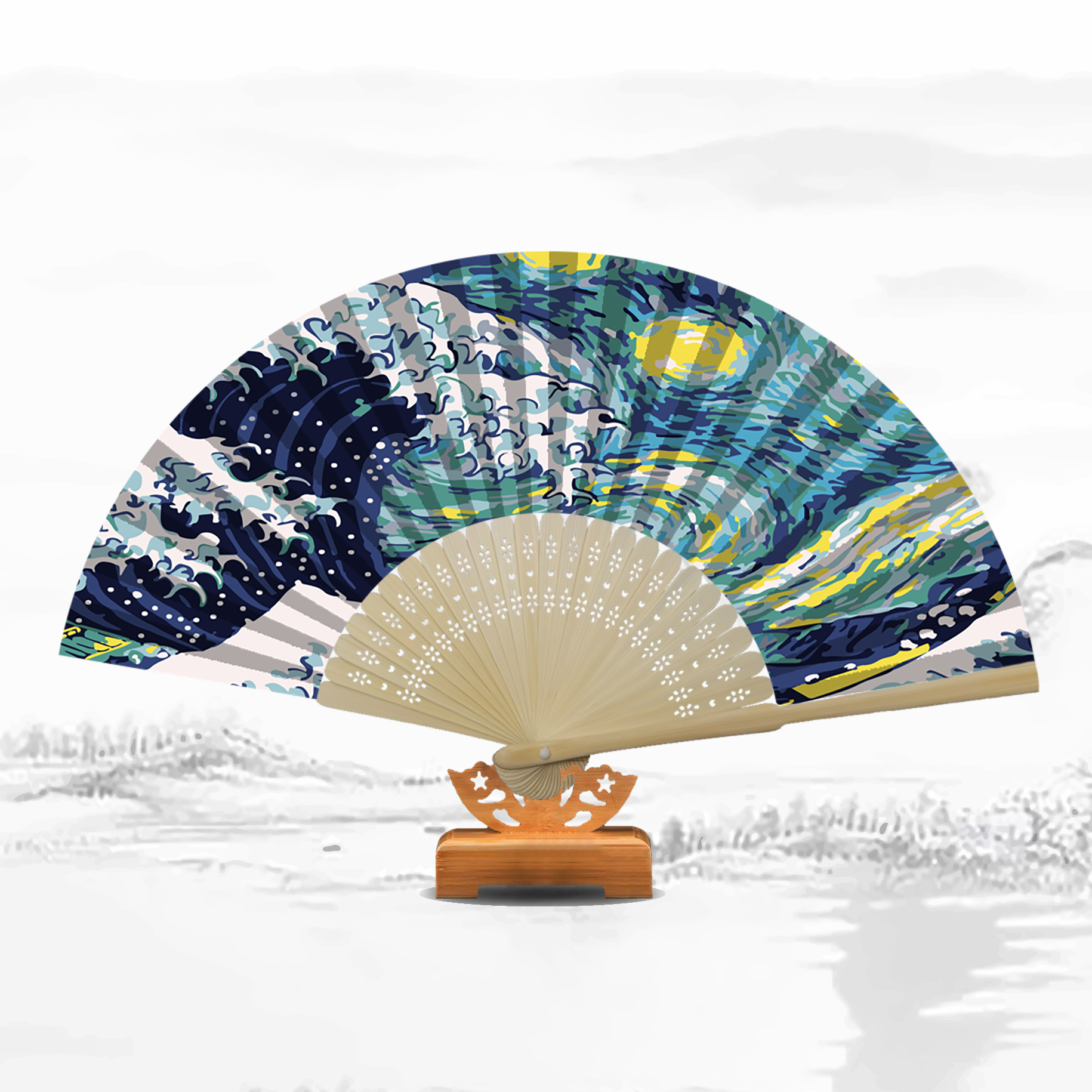 

Waves - Paint By Numbers - Folding Fan, 501 Original