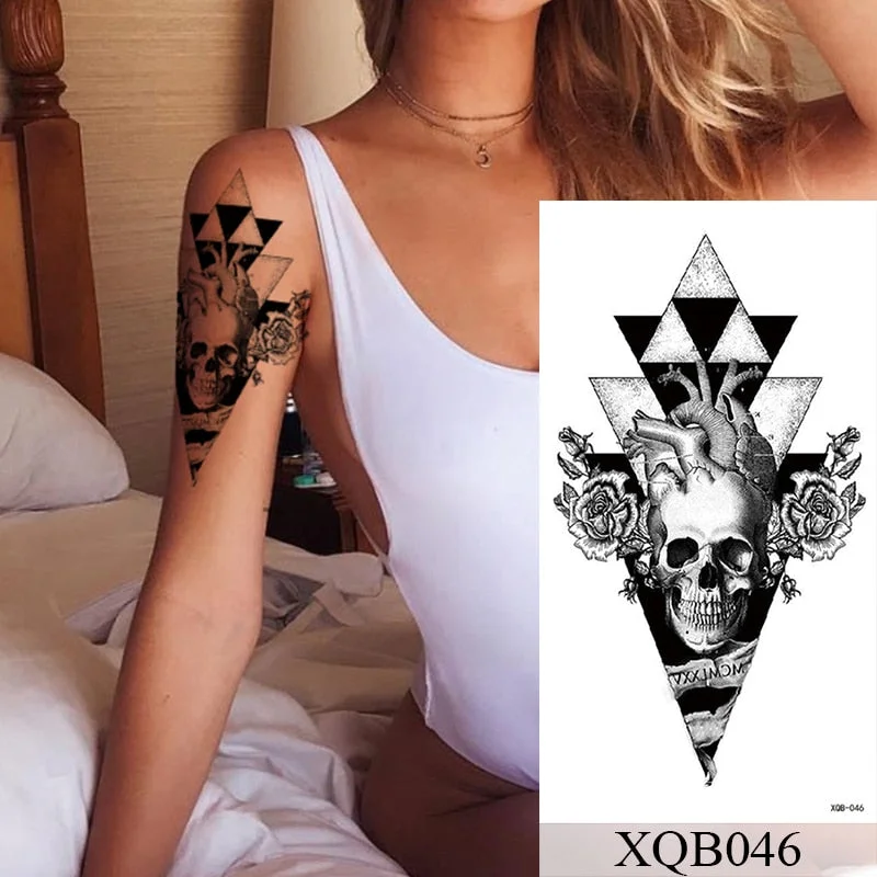1Sheet Waterproof Temporary Tattoo Sticker Rose Owl Flash Tattoos Spider Skull Sanskrit Body Art Arm Fake Tatoo Women Men
