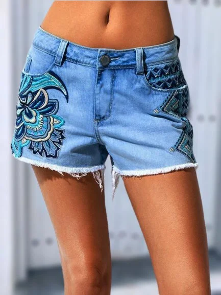 Gorgeous Printed Denim Shorts