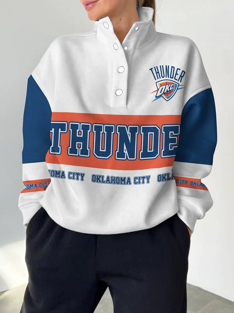 Oklahoma City Thunder  2025 New Design Casual Snap Mockneck Pullover