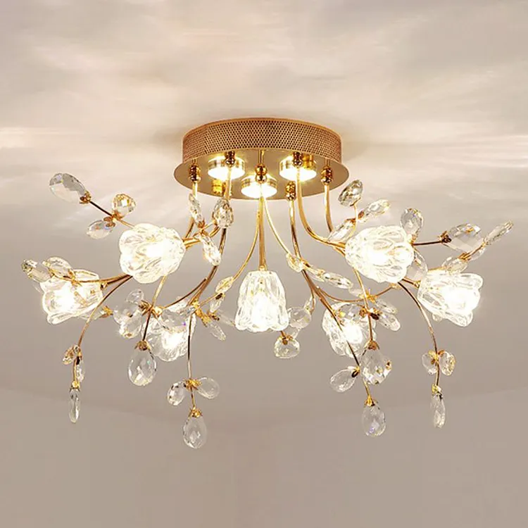 Lily Art Deco Elegant Flower Flush Mount Ceiling Lights