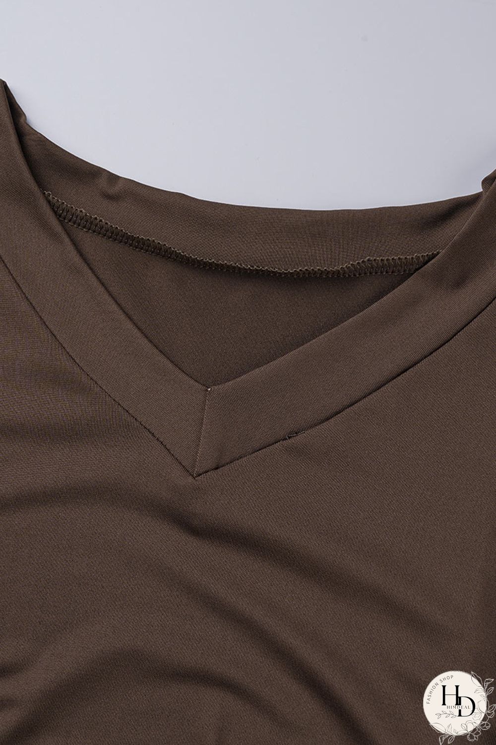 Coffee Fashion Casual Solid Slit V Neck Short Sleeve Two Pieces
